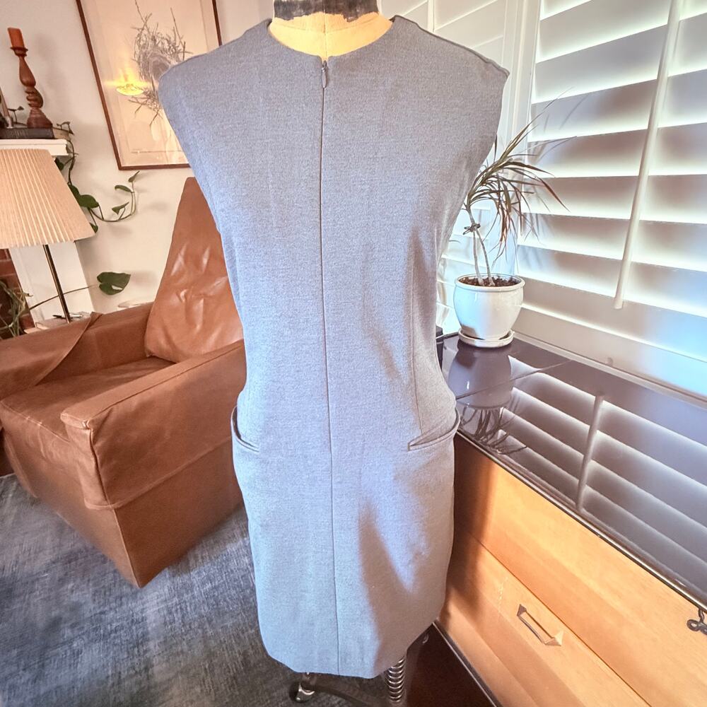 rag & bone Gray Sleeveless Sheath Dress Exposed Zip Front Pockets Stretch Size S